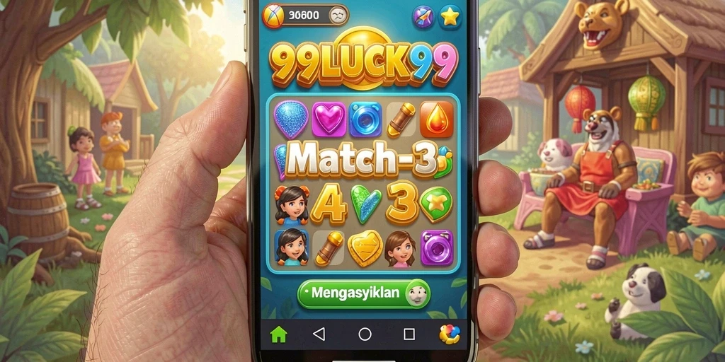 Tampilan menarik dari gameplay 99LUCK99 saat menyelesaikan level Match-3.