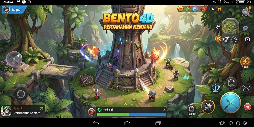 Tampilan menara pertahanan dalam gameplay BENTO4D yang seru.