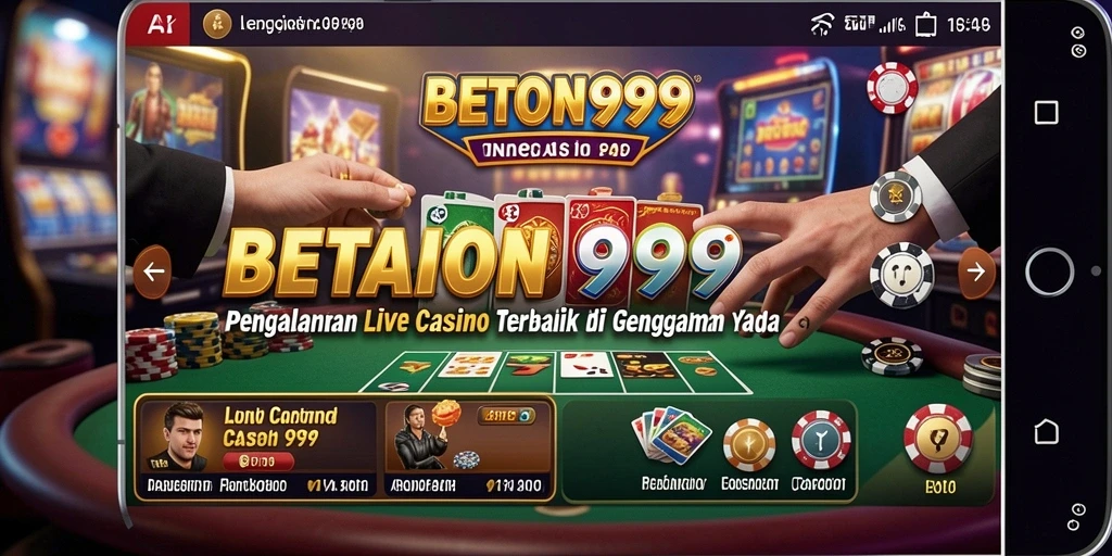 Tangkapan layar menunjukkan dealer langsung dan gameplay kasino yang mendebarkan.