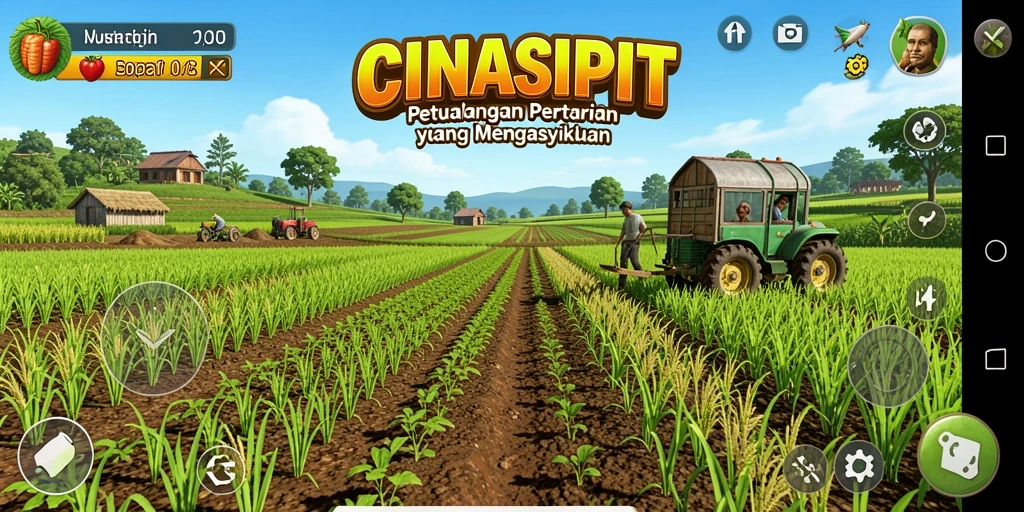 Screenshot gameplay CINASIPIT yang menampilkan petualangan bertani yang seru.