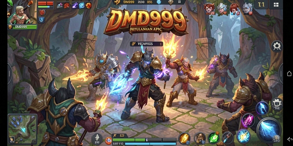 Tangkapan layar gameplay DMD999 menampilkan pertarungan seru dan grafis menawan.