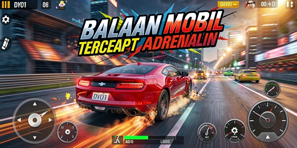 Screenshot gameplay balap mobil yang seru dan menegangkan.