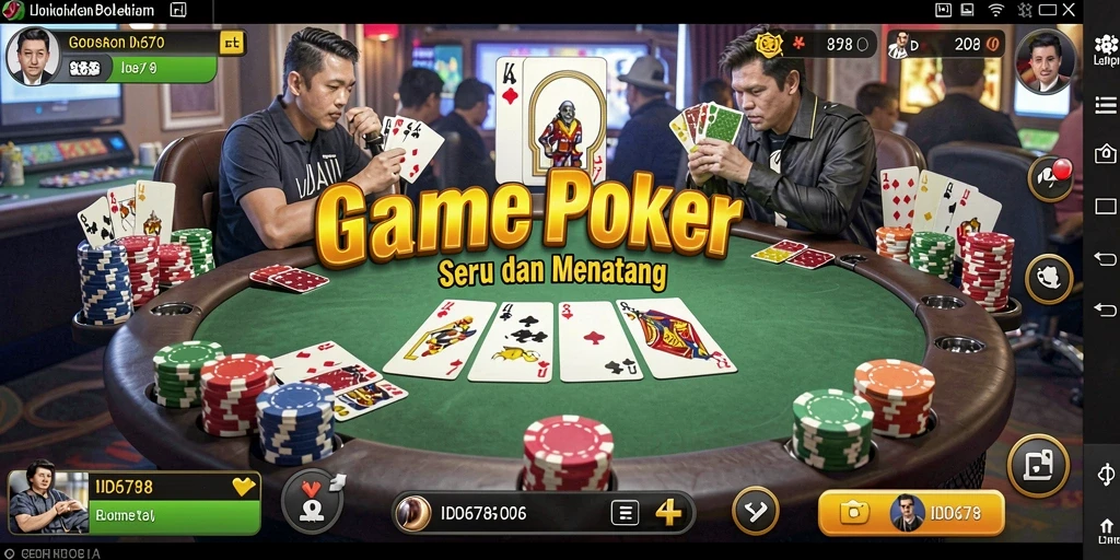Tampilan gameplay seru dari ID678 yang menampilkan aksi Poker menarik.