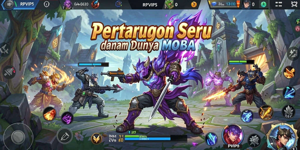 Gameplay MOBA yang seru dan penuh aksi di RPVIP5.