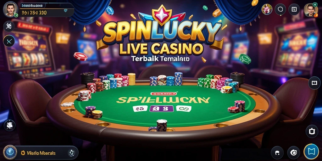 Tampilan permainan SPINLUCKY yang menampilkan dealer langsung dan suasana kasino.