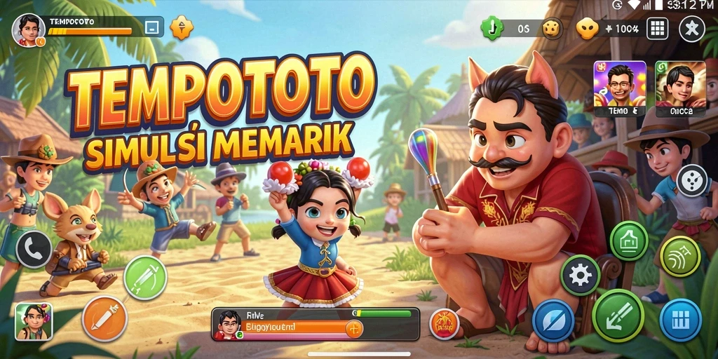 Screenshot menunjukkan gameplay yang interaktif dan menarik di dalam TEMPOTOTO.