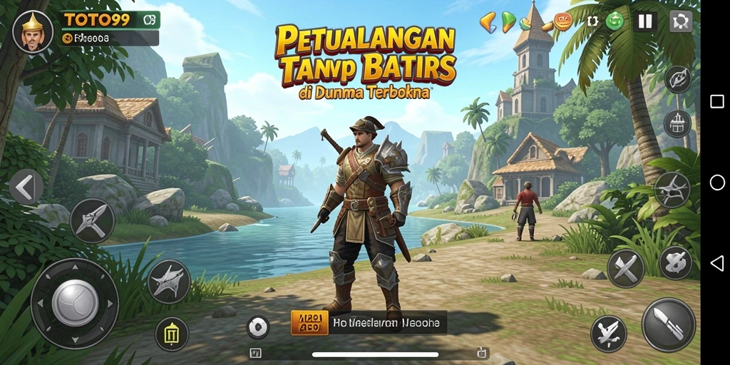 Screenshot gameplay TOTO99 menampilkan petualangan di dunia terbuka yang luas.