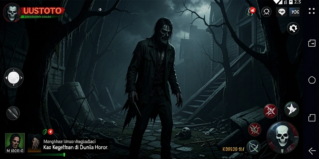 Tangkapan layar gameplay UUSTOTO yang memperlihatkan suasana horor yang mendebarkan.