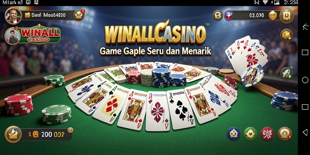 Screenshot gameplay <strong>WINALLCASINO</strong> menunjukkan momen seru bermain Gaple.